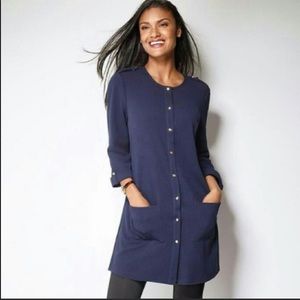 Lovely Lightweight Navy Polyester Tunic Cardigan
